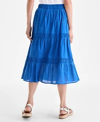 Style & Co Women's Cotton Lace Pull On Tiered Skirt, Exclusively at Macy's