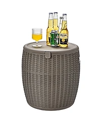 9.5 Gallon 4-in-1 Patio Rattan Cool Bar Cocktail Table Side Table