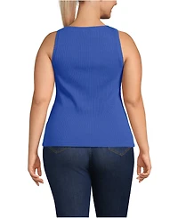 Lands' End Plus Pointelle Rib UNeck Tank