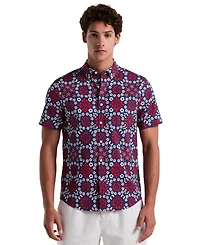Original Penguin Men's Slim Fit Short Sleeve Medallion Print Button-Down Shirt