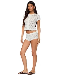 Edikted Women's Elisa Open Knit Button Up Top