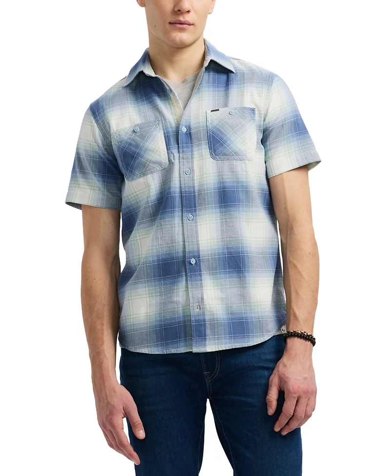 Men's Sagrino Short Sleeve Plaid Button-Front Shirt