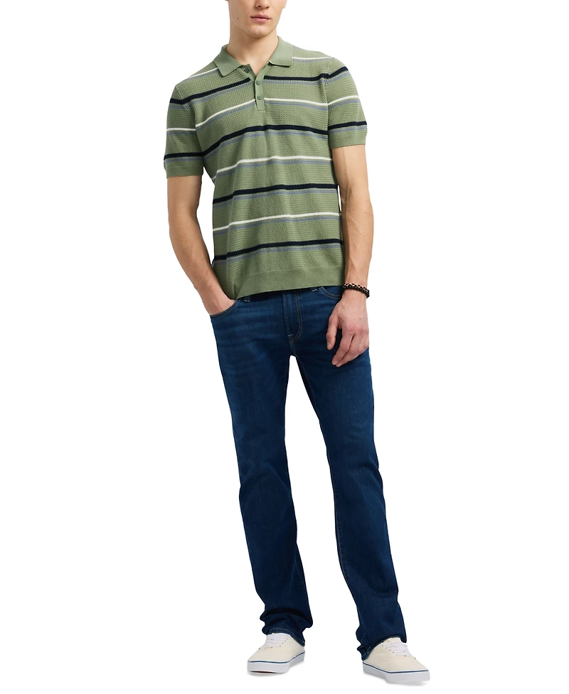 Men's Winder Short Sleeve Striped Polo Sweater