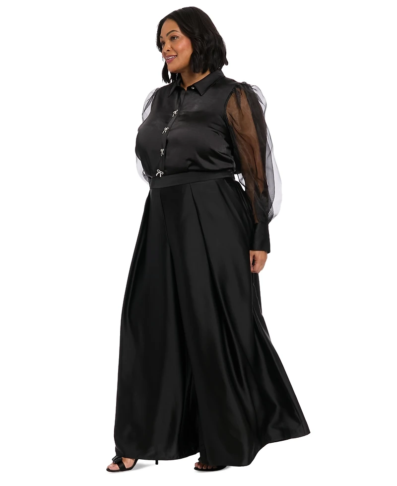 Muse Plus Satin Wide-Leg Pants