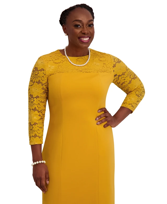 Kasper Women's Lace-Sleeve Sheath Dress, Regular & Plus Sizes | MainPlace Mall Kasper Women's Lace-Sleeve Sheath Dress, Regular & Plus Sizes | MainPlace Mall
