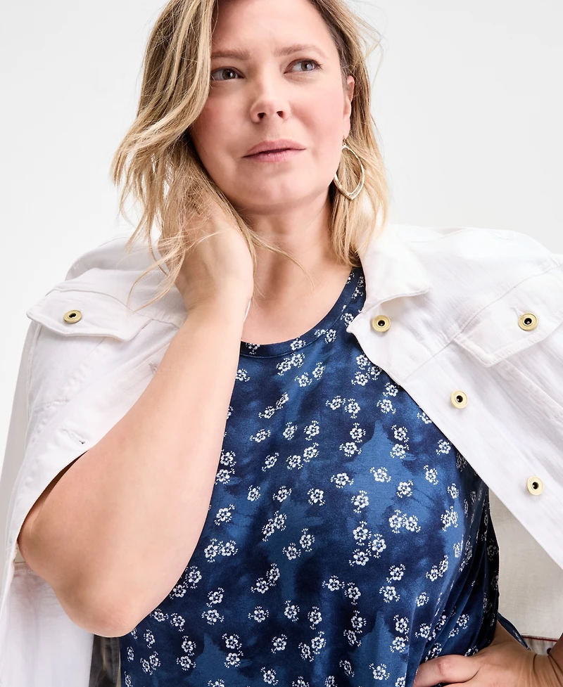 Style & Co Plus Size Printed Sleeveless Flip Flop Dress, Exclusively at Macy's