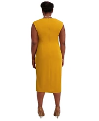 Kasper Women's Asymmetrical-Neck Midi Dress, Regular & Plus Sizes