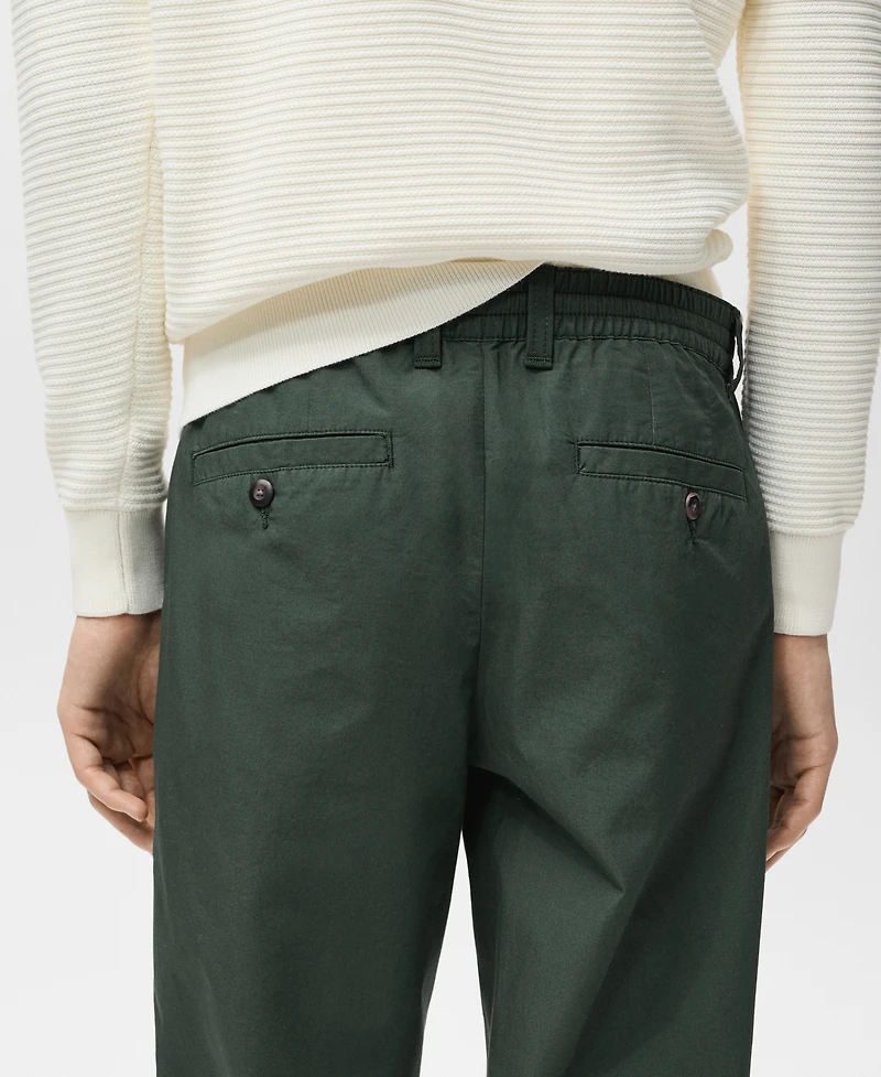 Mango Men's Adjustable Drawstring Cotton Pants