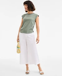 On 34th Women's Braided-Neck Crewneck T-Shirt, Exclusively at Macy's