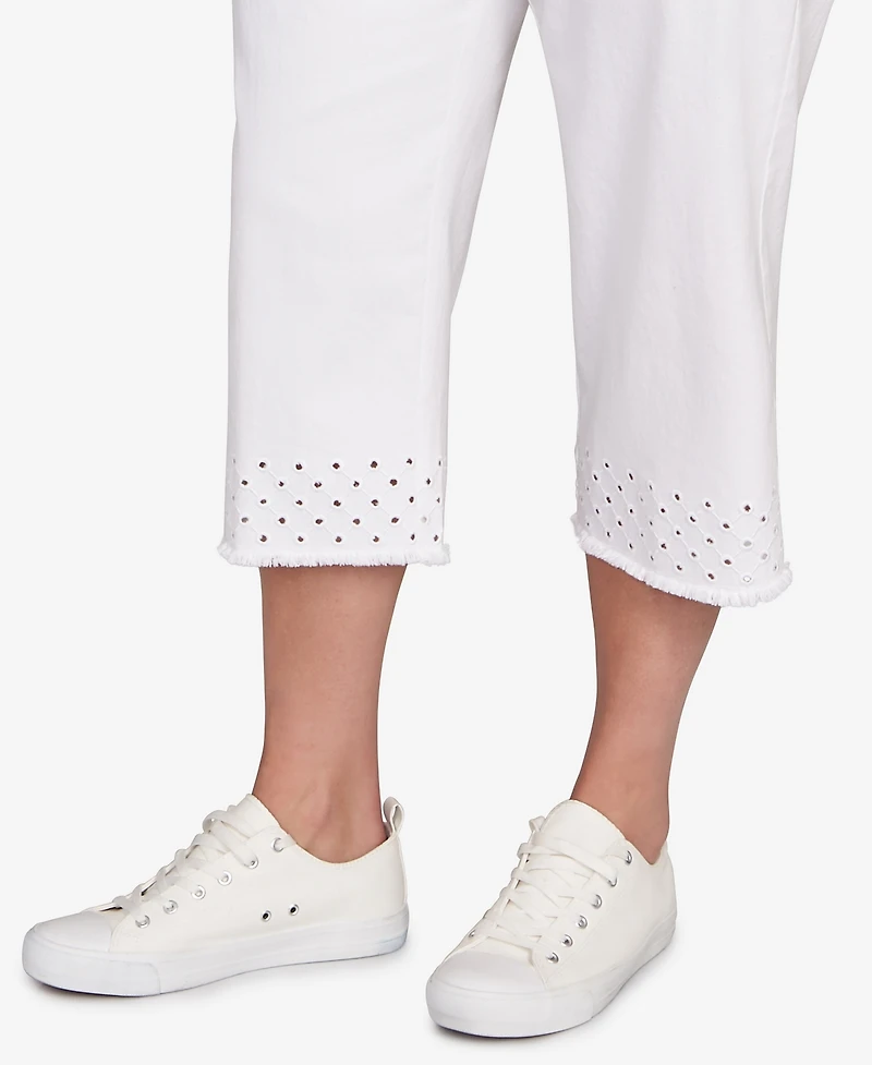 Ruby Rd. Plus Embroidered Hem Soft Stretch Denim Capri Jeans