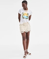 On 34th Women's Raglan Palm-Print Shine T-Shirt, Exclusively at Macy's