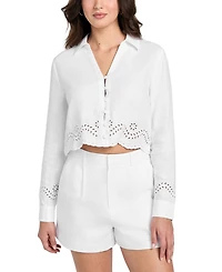 Guess Women's Long-Sleeve Leyna Linen Top