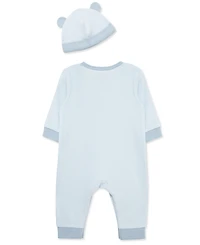 Little Me Baby Boys Button-Down Coverall & Hat Set