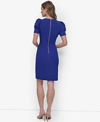 Dkny Women's Puff-sleeve Sheath Knee-length Dress