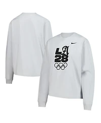 Nike Women's Gray LA28 Summer Olympics Boxy Long Sleeve T-Shirt