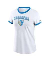 Nike Women's White Los Angeles Chargers Rewind Ringer Tri-Blend T-Shirt