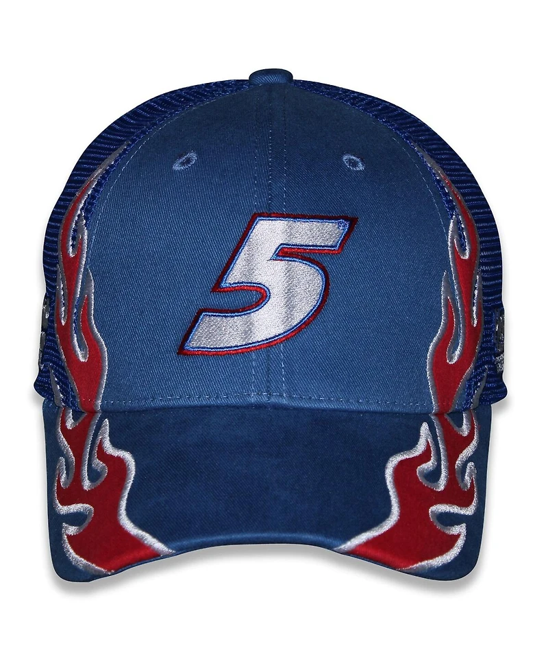 Checkered Flag Sports Men's and Women's Blue Kyle Larson HendrickCars.com Flame Trucker Adjustable Hat