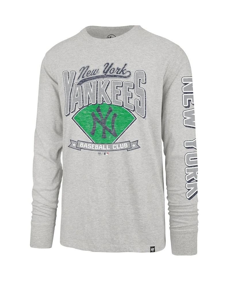 '47 Brand Men's Gray New York Yankees Fair Ball Franklin Long Sleeve T-Shirt