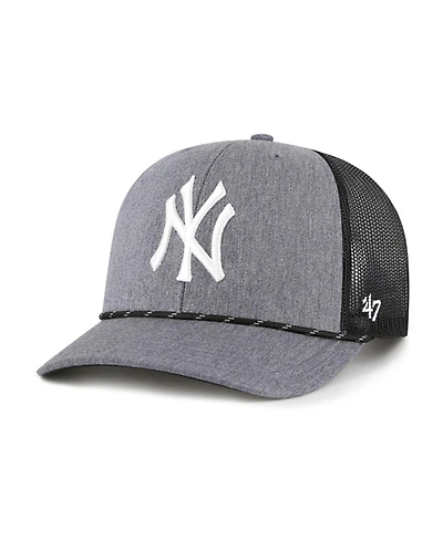 '47 Brand Men's Charcoal New York Yankees Carbon Rope Trucker Adjustable Hat