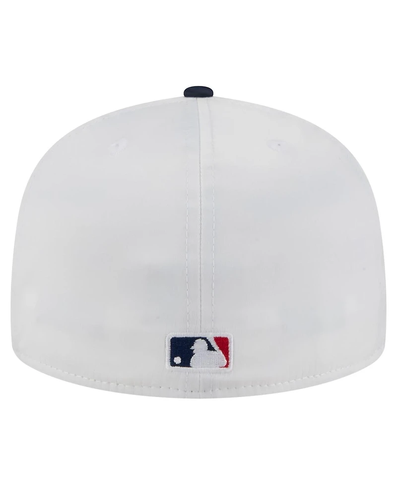 New Era Men's White/Navy Houston Astros Satin 59FIFTY Fitted Hat