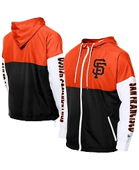 New Era Men's Black/Orange San Francisco Giants Color Block Full-Zip Hoodie Windbreaker Jacket