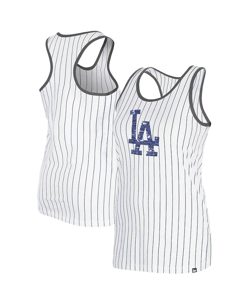 New Era Women's White Los Angeles Dodgers Gameday Pinstripe Tank Top