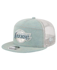 New Era Men's Los Angeles Lakers Adventure Denim Split Panel 9FIFTY Snapback Trucker Hat