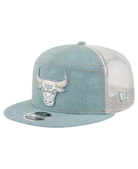 New Era Men's Chicago Bulls Adventure Denim Split Panel 9FIFTY Snapback Trucker Hat