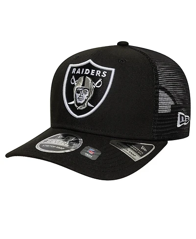 New Era Men's Black Las Vegas Raiders Main Trucker 9SEVENTY Stretch-Snap Hat