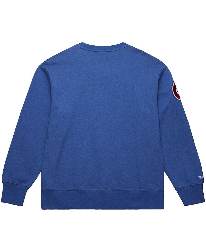 Mitchell & Ness Men's Hank Aaron Royal Atlanta Braves Legends Collection Vintage Logo Fleece Name Number Pullover Sweatshirt