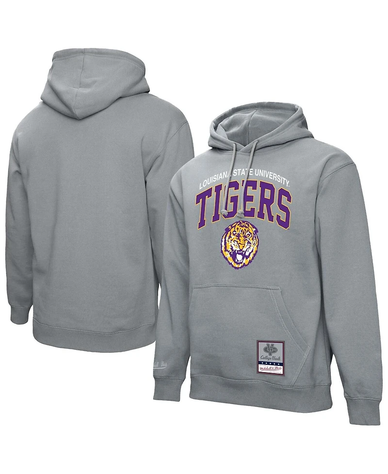 Mitchell & Ness Men's Heather Gray Lsu Tigers Classic Arch Pullover Hoodie
