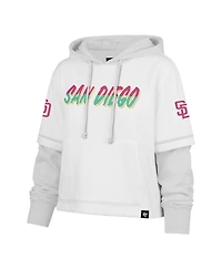 '47 Brand Women's White San Diego Padres City Connect Shortstop Cropped Pullover Hoodie