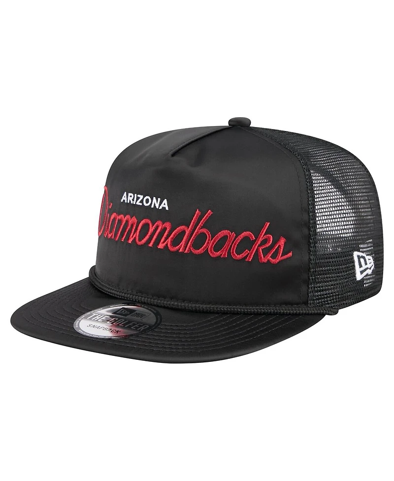 New Era Men's Black Arizona Diamondbacks Retro Satin Script Golfer Adjustable Hat