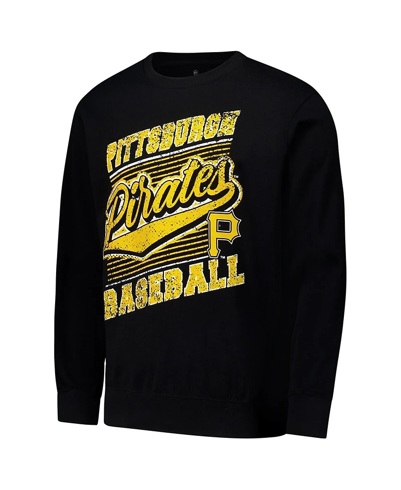 Stitches Men's Black Pittsburgh Pirates Lightweight Crew Sweatshirt