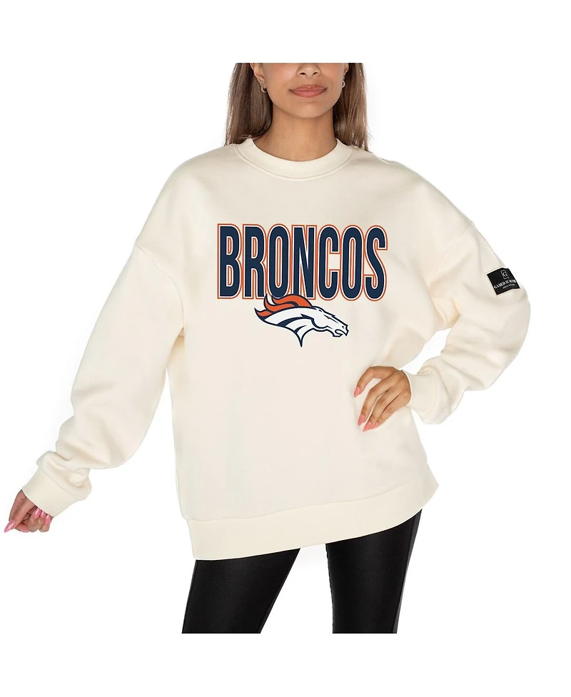 Gameday Couture Women's Cream Denver Broncos Premium Fleece Drop Shoulder Pullover Sweatshirt