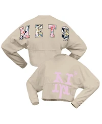 Fanatics Women's Cream New York Mets Floral Preppy Cropped Long Sleeve T-Shirt