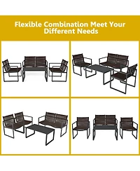 Gymax 4PCS Patio Conversation Furniture Set Yard Garden Outdoor w/ Coffee Table