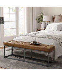 Amalia Mid-century Modern Bench with Button-tufted