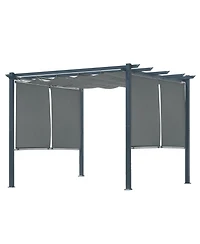 Aoodor 10 x 10 ft Outdoor Pergola with Retractable Canopy 4 Pieces Patio Sun Shade Shelter - Light Gray