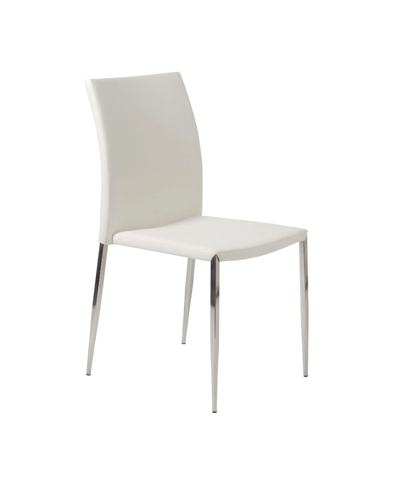 Set of 2 Faux Leather Steel Stacking Chairs for Dining Room or Office Seating