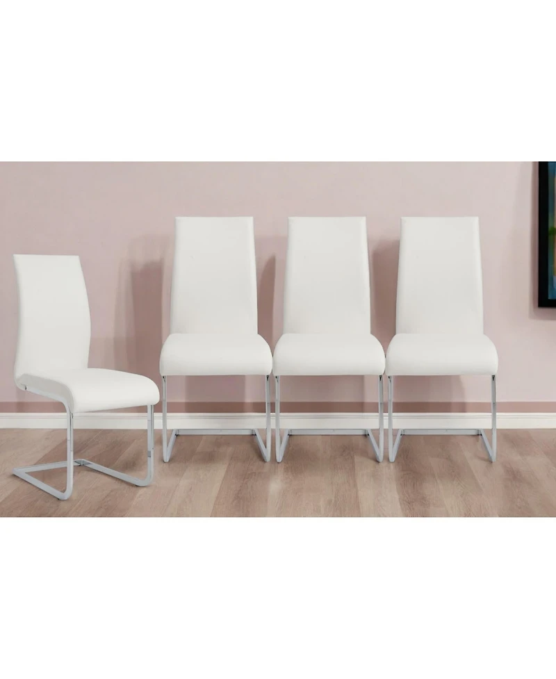 Set of 4 Faux Leather Long Back Cantilever Chairs for Dining Room or Office
