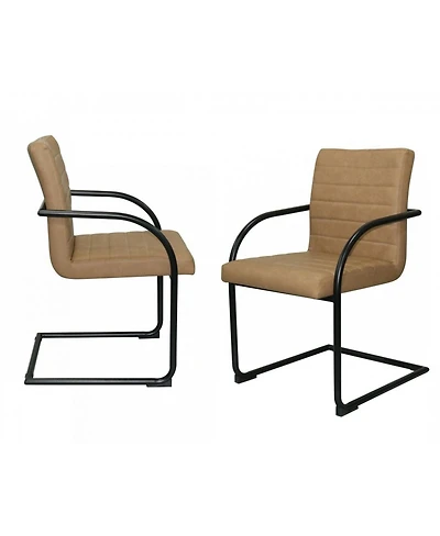 Set of 2 Faux Leather Industrial Dining Chairs for Home or Office Seating