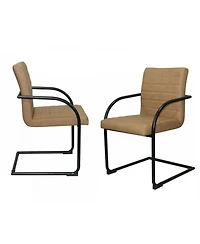 Set of 2 Faux Leather Industrial Dining Chairs for Home or Office Seating