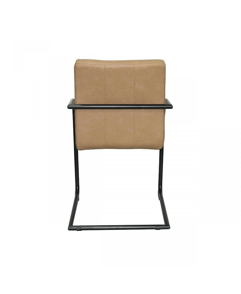 Set of 2 Faux Leather Industrial Dining Chairs for Home or Office Seating
