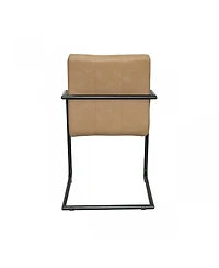 Set of 2 Faux Leather Industrial Dining Chairs for Home or Office Seating