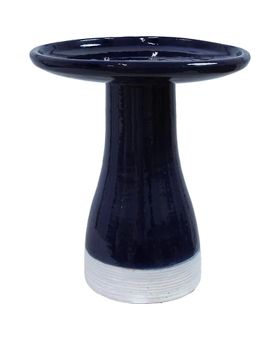 Outdoor Weather-Resistant Garden Patio High-Fired Smooth Ceramic Hand-Painted Duo Tone Bird Bath