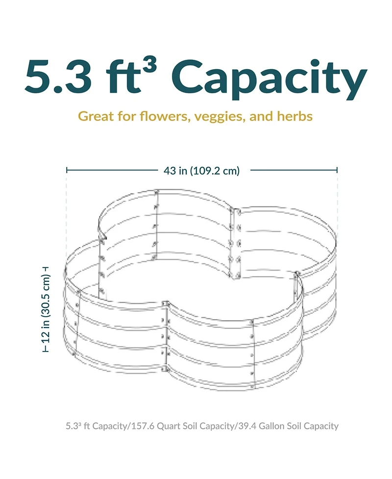 Galvanized Steel 4-Leaf Clover-Shaped Raised Garden Bed