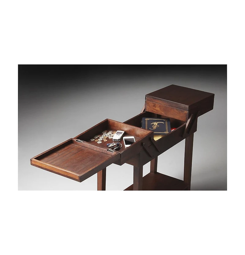 Solid Wood Rectangular End Table With Drawer And Shelf