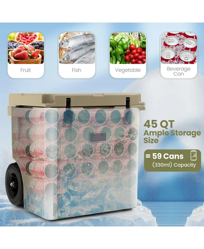 45 Quart Cooler Towable Ice Chest