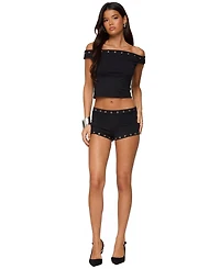 Edikted Women's Neriah Grommet Micro Shorts